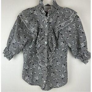 The Shirt by Rochelle Behrens Black and White Checkered Blouse